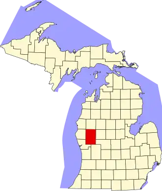 Locatie van Newaygo County in Michigan
