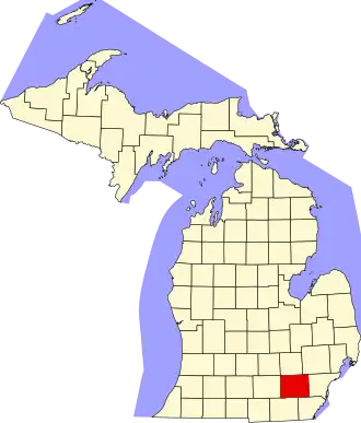 Locatie van Washtenaw County in Michigan