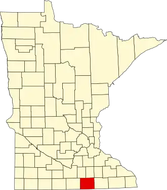 Locatie van Freeborn County in Minnesota