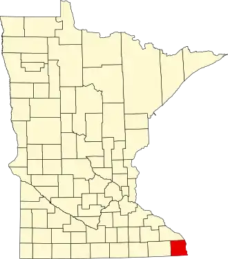 Locatie van Houston County in Minnesota
