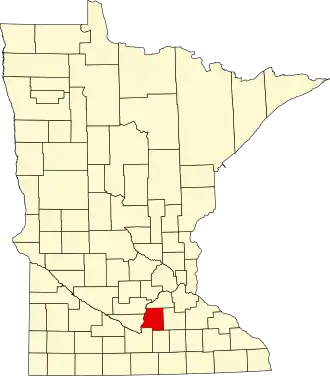 Locatie van Le Sueur County in Minnesota