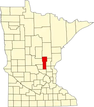 Locatie van Mille Lacs County in Minnesota