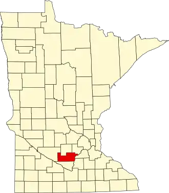 Locatie van Sibley County in Minnesota