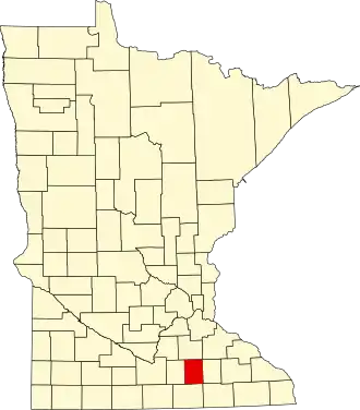 Locatie van Steele County in Minnesota