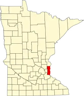 Locatie van Washington County in Minnesota