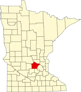 Locatie van Wright County in Minnesota