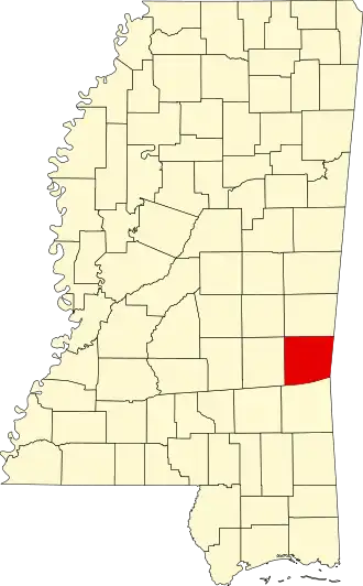 Locatie van Clarke County in Mississippi