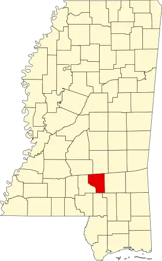 Locatie van Covington County in Mississippi
