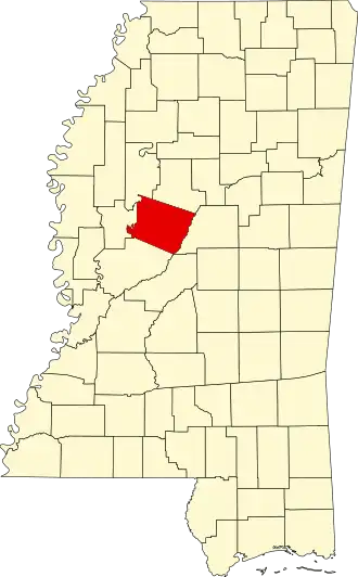 Locatie van Holmes County in Mississippi