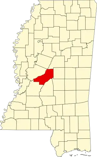 Locatie van Madison County in Mississippi