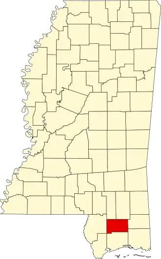 Locatie van Stone County in Mississippi