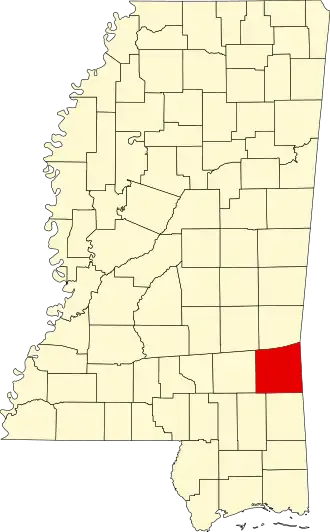 Locatie van Wayne County in Mississippi