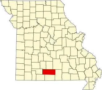 Locatie van Douglas County in Missouri