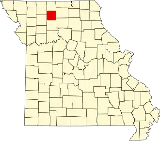 Locatie van Grundy County in Missouri