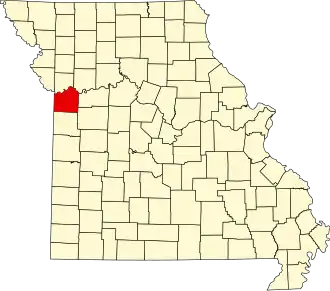 Locatie van Jackson County in Missouri