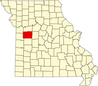 Locatie van Johnson County in Missouri