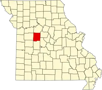 Locatie van Pettis County in Missouri