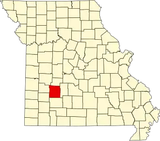 Locatie van Polk County in Missouri