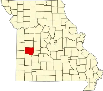 Locatie van St. Clair County in Missouri