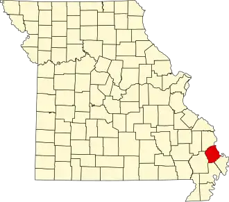Locatie van Scott County in Missouri