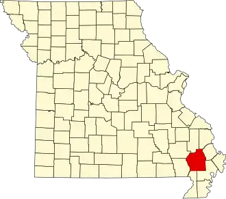 Locatie van Stoddard County in Missouri