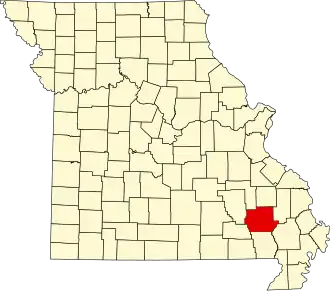 Locatie van Wayne County in Missouri