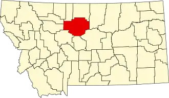 Locatie van Chouteau County in Montana