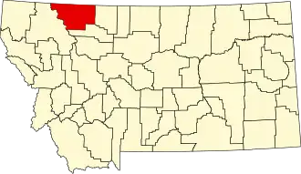 Locatie van Glacier County in Montana