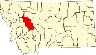 Locatie van Lewis and Clark County in Montana