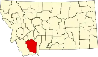 Locatie van Madison County in Montana