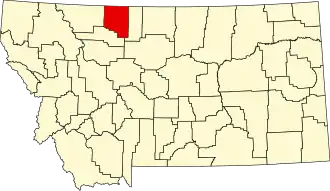 Locatie van Toole County in Montana