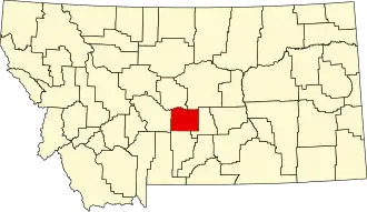Locatie van Wheatland County in Montana