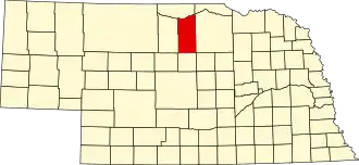 Locatie van Rock County in Nebraska