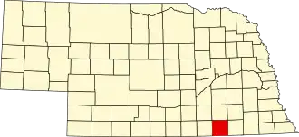 Locatie van Thayer County in Nebraska