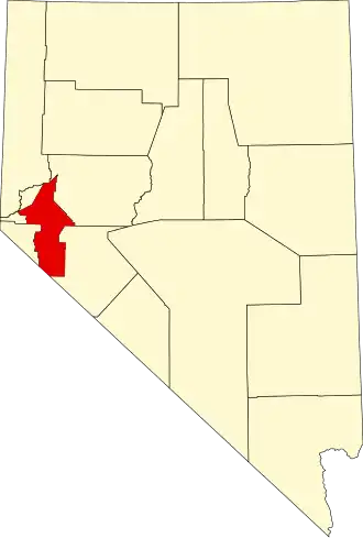 Locatie van Lyon County in Nevada
