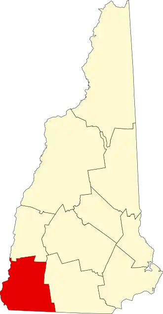 Locatie van Cheshire County in New Hampshire