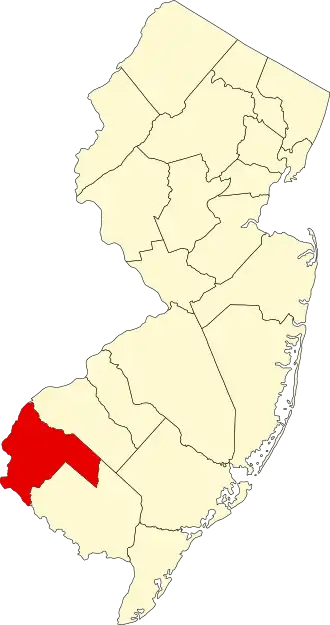 Locatie van Salem County in New Jersey