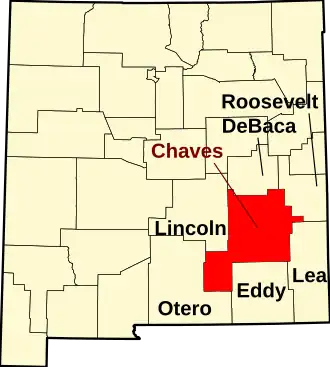 Locatie van Chaves County in New Mexico
