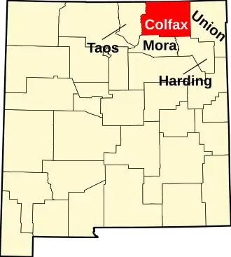 Locatie van Colfax County in New Mexico