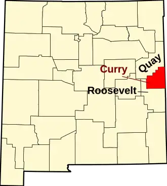 Locatie van Curry County in New Mexico