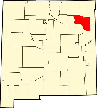 Locatie van Harding County in New Mexico