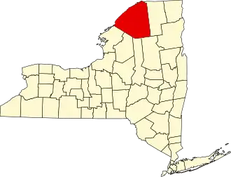 Locatie van St. Lawrence County in New York