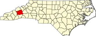 Locatie van Buncombe County in North Carolina