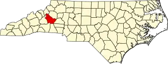 Locatie van Burke County in North Carolina