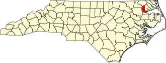 Locatie van Chowan County in North Carolina