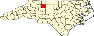 Locatie van Forsyth County in North Carolina