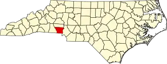 Locatie van Gaston County in North Carolina