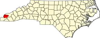 Locatie van Graham County in North Carolina