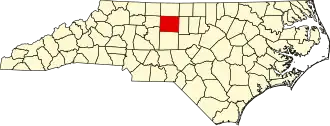 Locatie van Guilford County in North Carolina