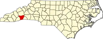 Locatie van Henderson County in North Carolina